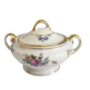 Vintage Bavaria Tirschenreuth Germany Queens Rose  Sugar Bowl